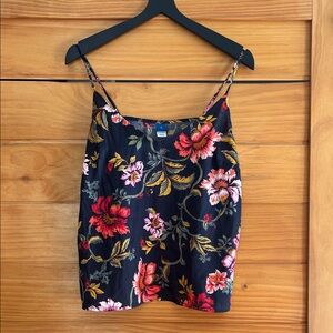 Old Navy Navy Floral V-Neck Blouse